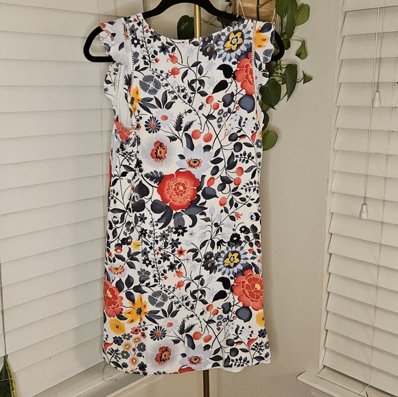 LOFT Orange Blue Flutter Sleeve Sundress - Picture 2 of 10